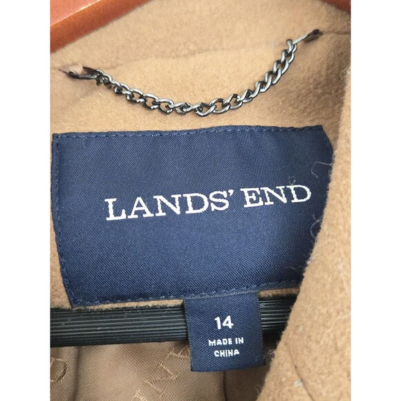Lands End Coat Womens M Double Breasted Brown Wool Blend Winter Old Money Classy - Picture 4 of 9